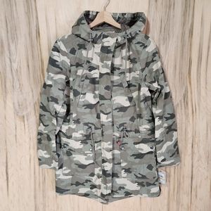 Levis Womens Size Small Camo Design Hooded Jacket Pockets Drawstring Waist Nwt